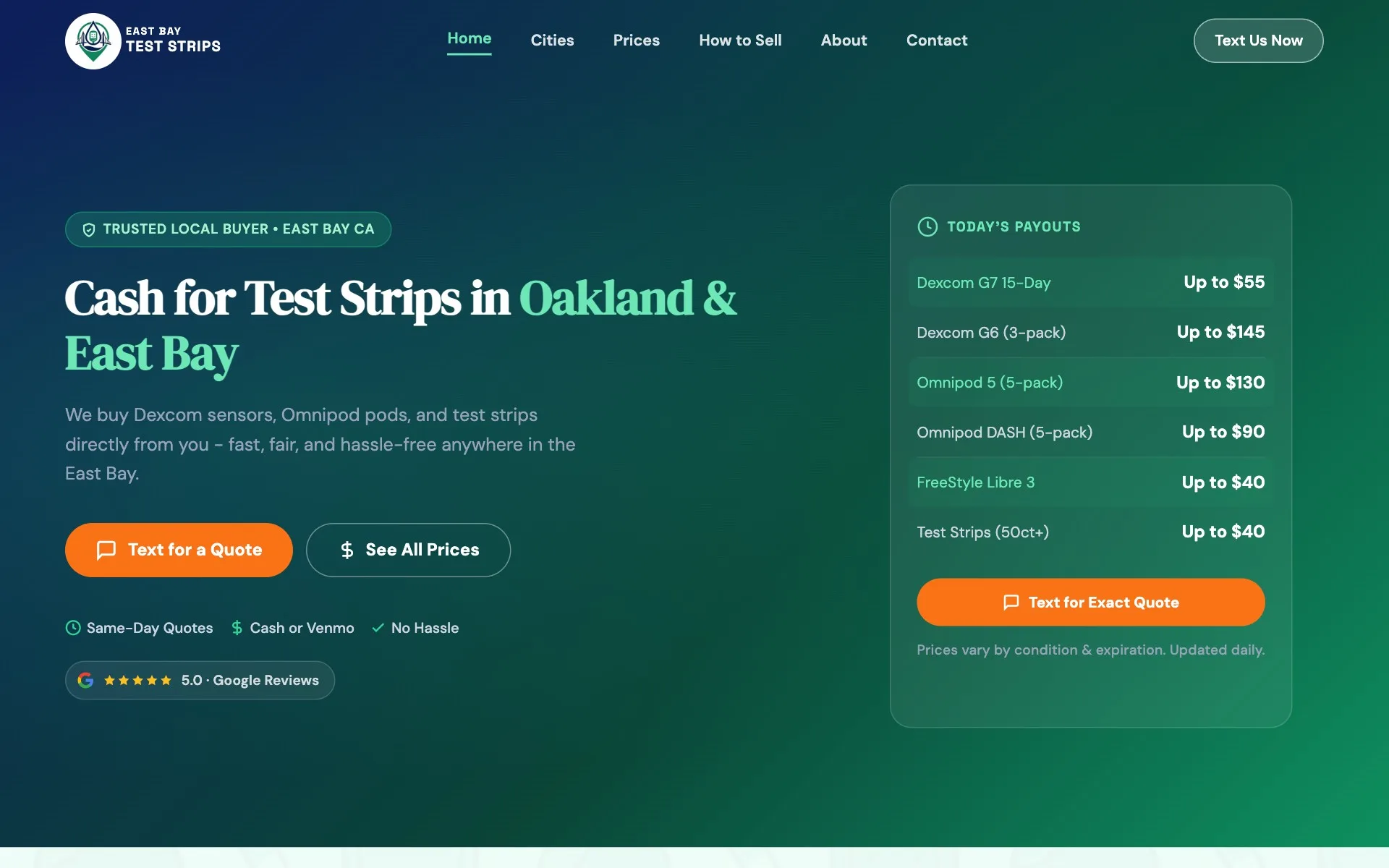 East Bay Test Strips website